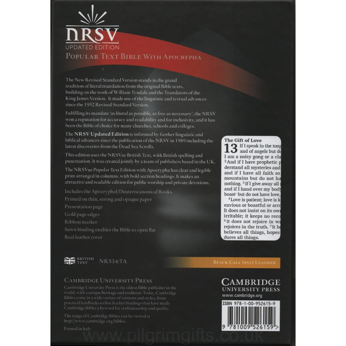 NRSVue Popular Text Bible With Apocrypha - Black Calf Split Leather - New Updated Edition With British Text, by Cambridge Bibles - Image 3
