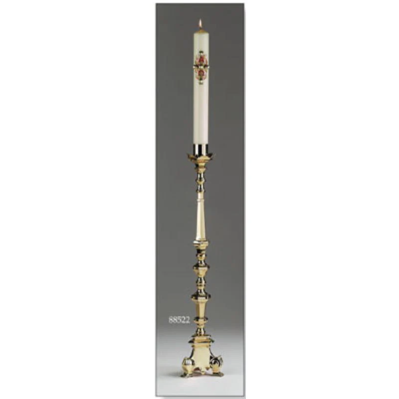 Paschal Candlestick Gold Plated Brass 48 Inches / 120cm High, Complete With Either a 2 or 3 Inch Diameter Candle Socket - Image 3